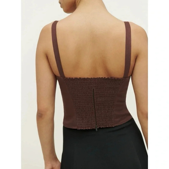 NWT Reformation Olivia Linen Corset Top Brown - Picture 10 of 12